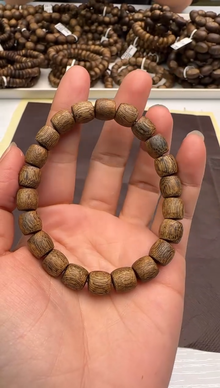 【闪购商品】沉香手串99沉海南老白棋9mm直纹鼓珠多样性发1