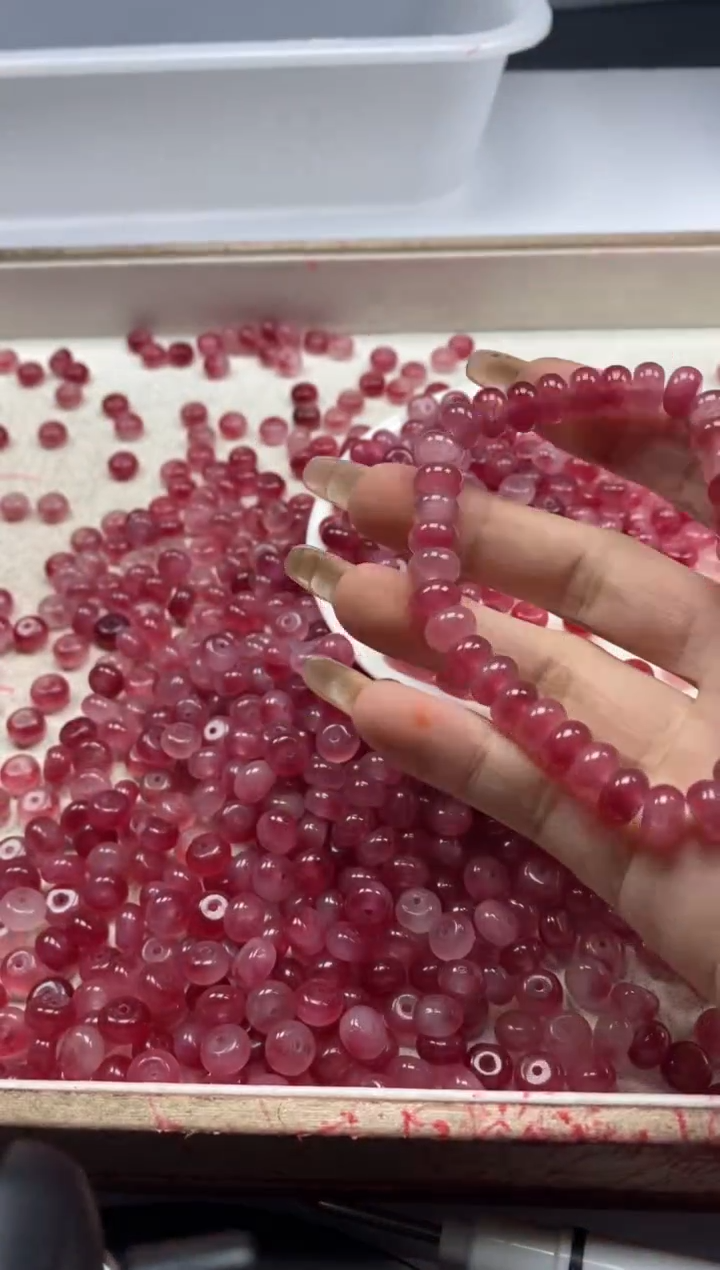 【闪购商品】玛瑙/玉髓颈饰未镶嵌w887桃花玉算盘8*5mm*30颗