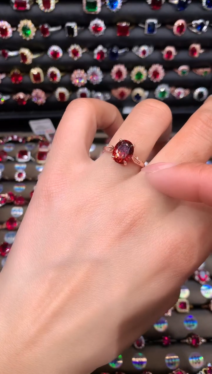 【闪购商品】石榴石戒指银S925镶嵌810