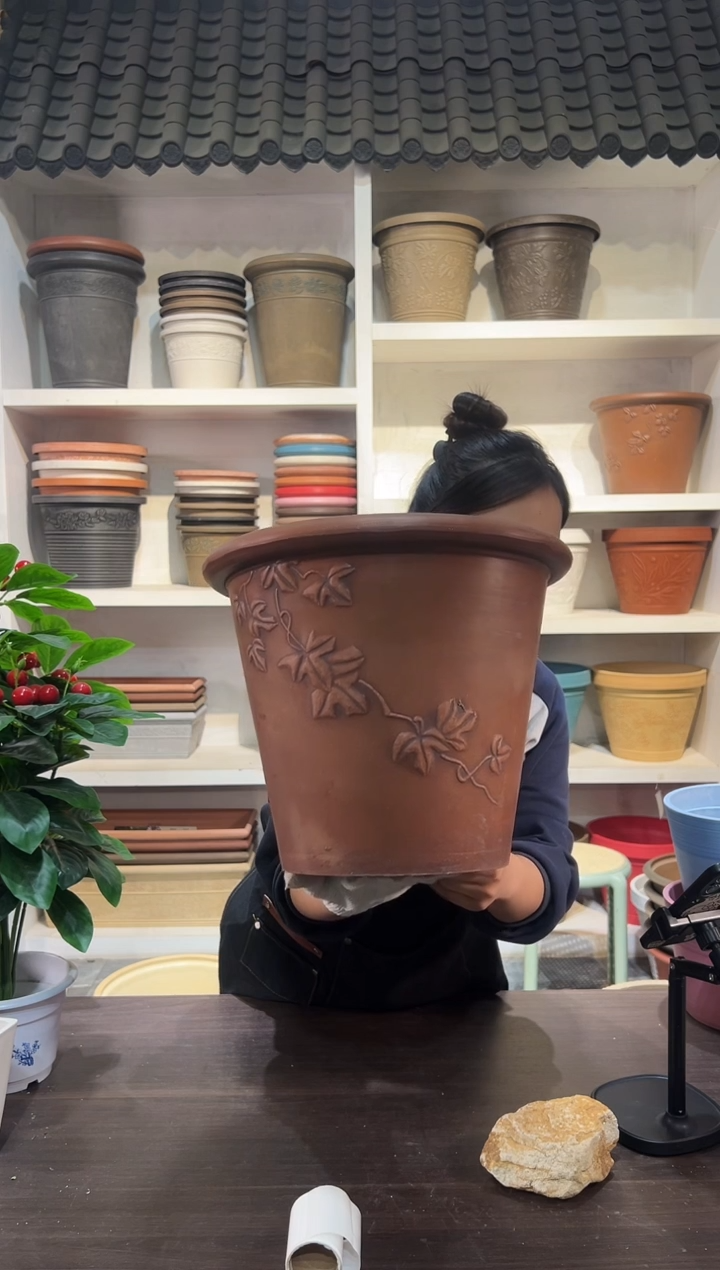 35*30/09A35/陶土色/浮雕叶子外贸尾单