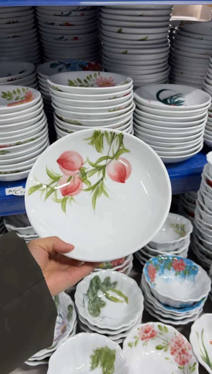 景德镇高温陶瓷食品级手绘釉中彩餐具-圆深盘