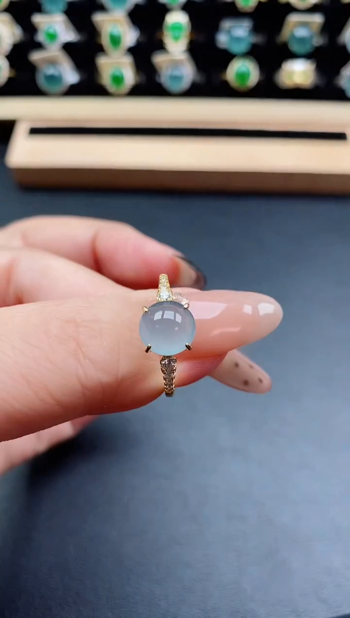 银S925镶嵌戒指翡翠1