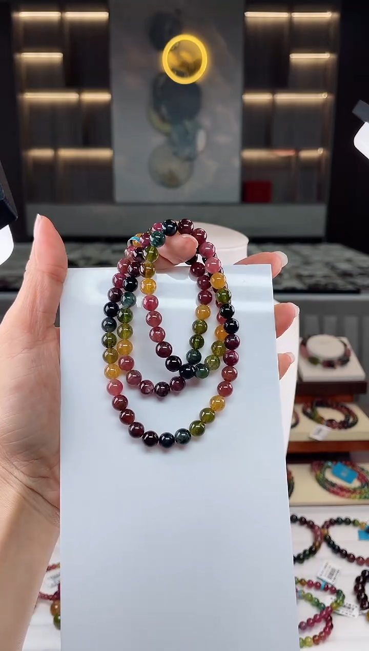 【闪购商品】碧玺三圈手串未镶嵌（多样性发一条）Q