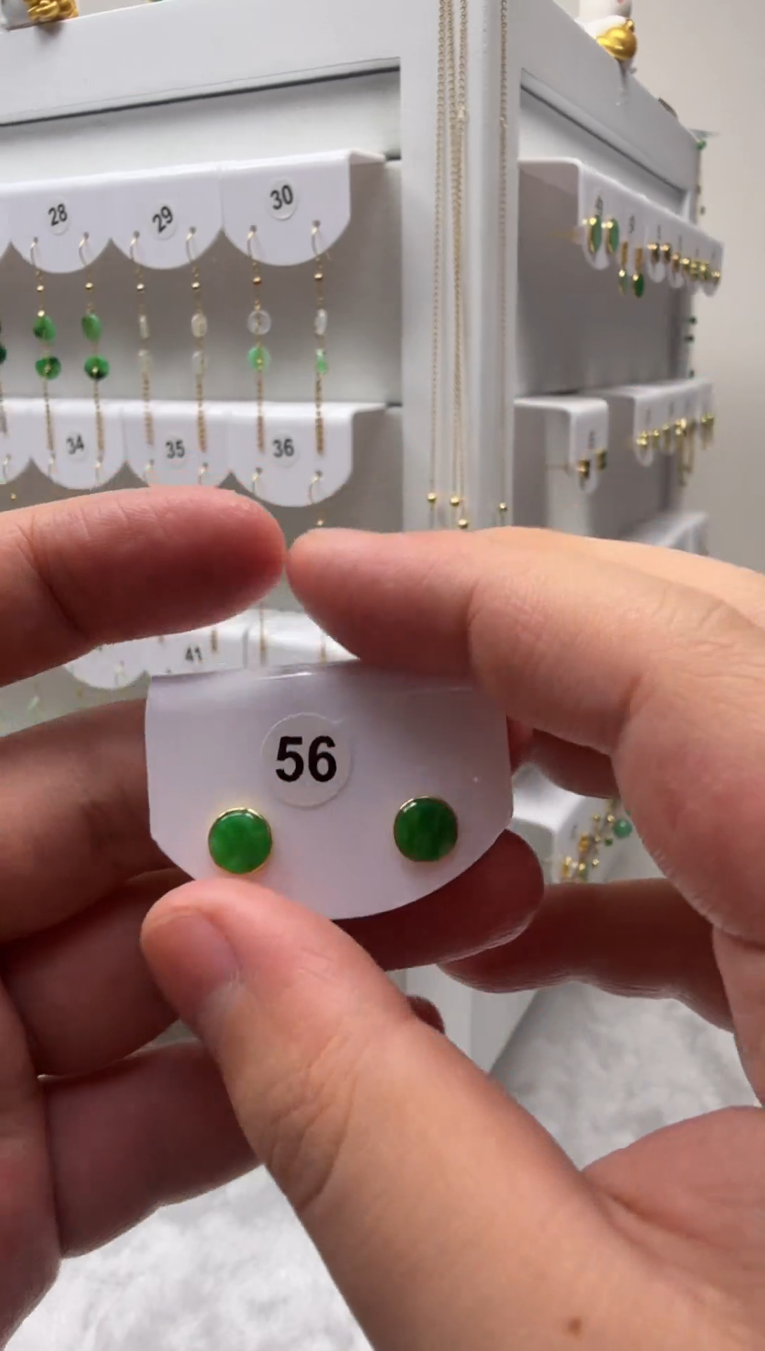 18K金镶嵌翡翠耳饰缅甸天然翡翠a货