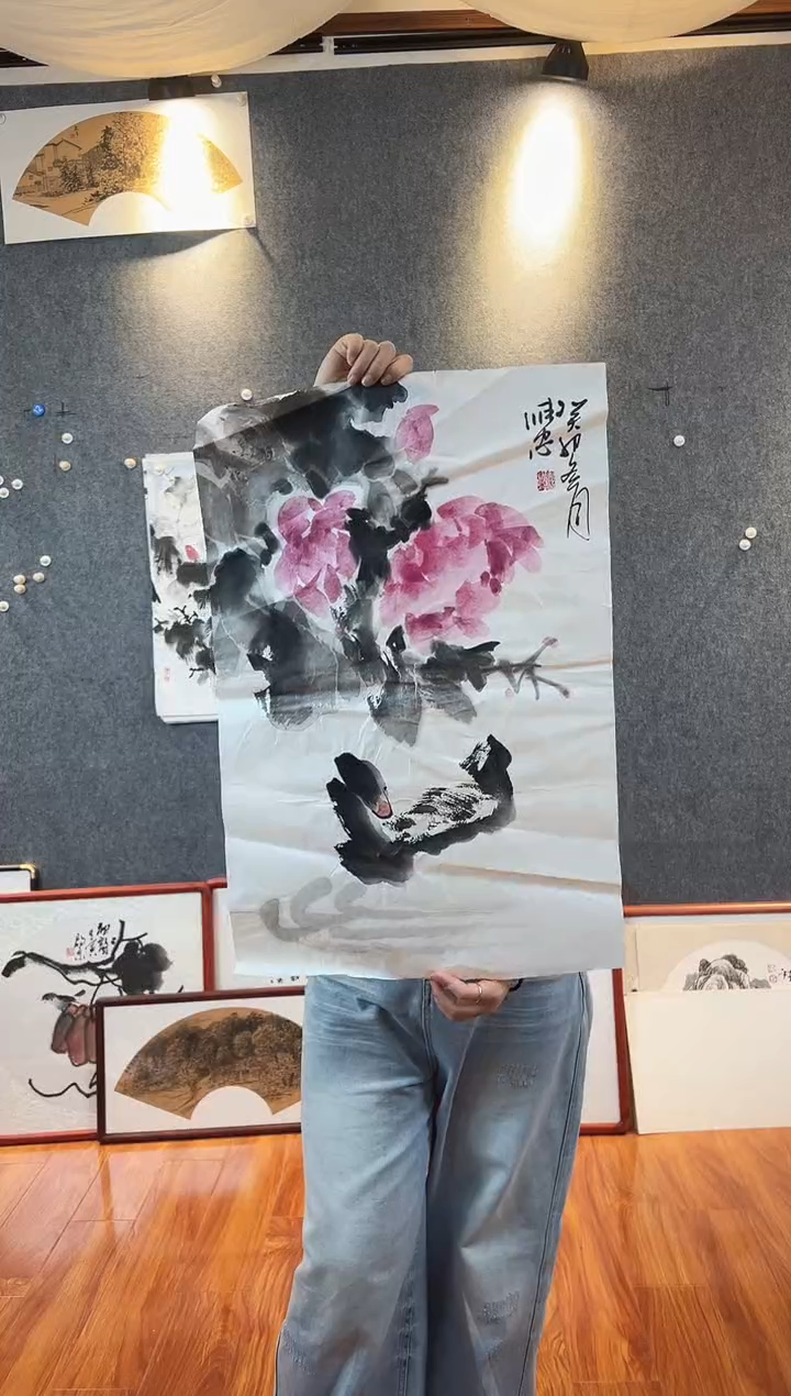 国画李维忠四尺三开花鸟
