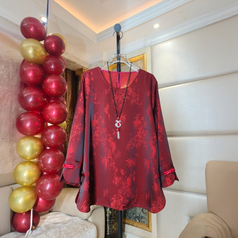 新款大码女上衣国风提花设计款遮肉显瘦百搭宽松高级