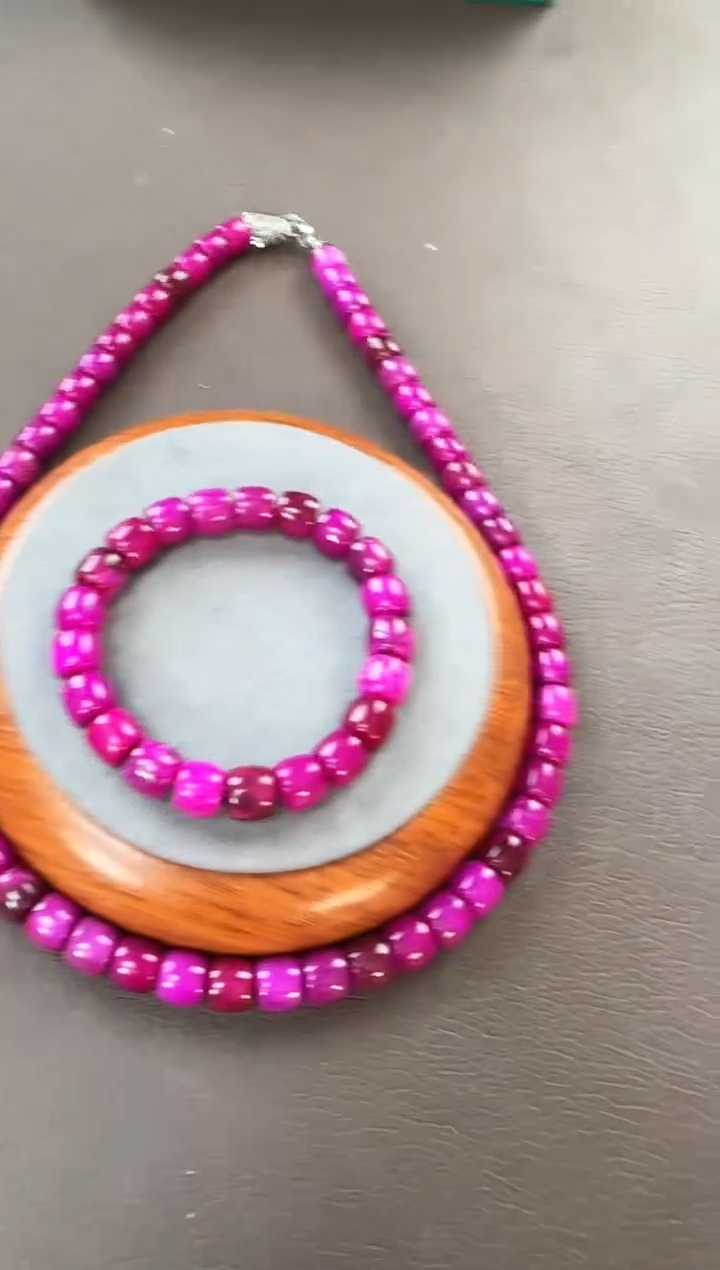 紫色直切手串项链套装