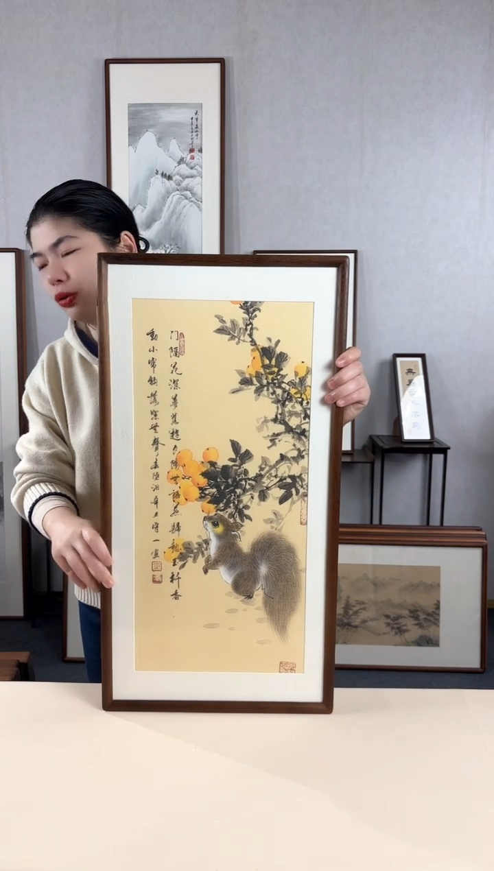 【闪购商品】国画手绘*金玉满堂*35*68cm实木框