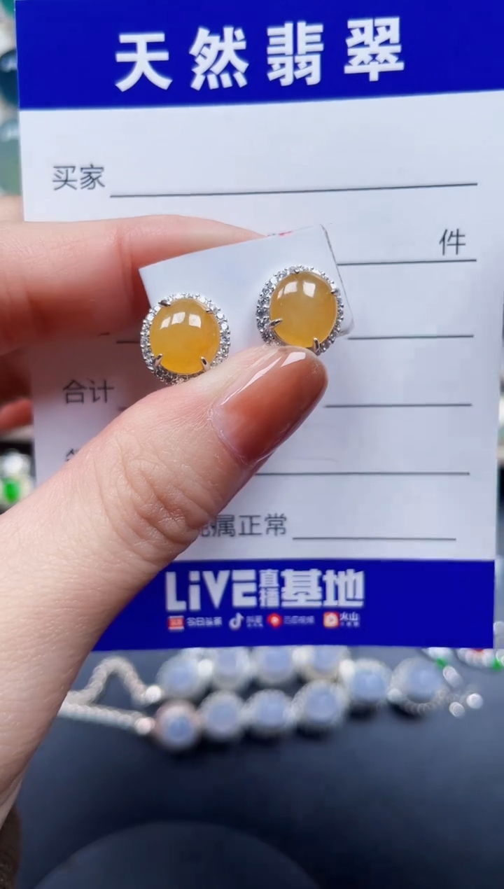 银S925镶嵌翡翠耳饰99