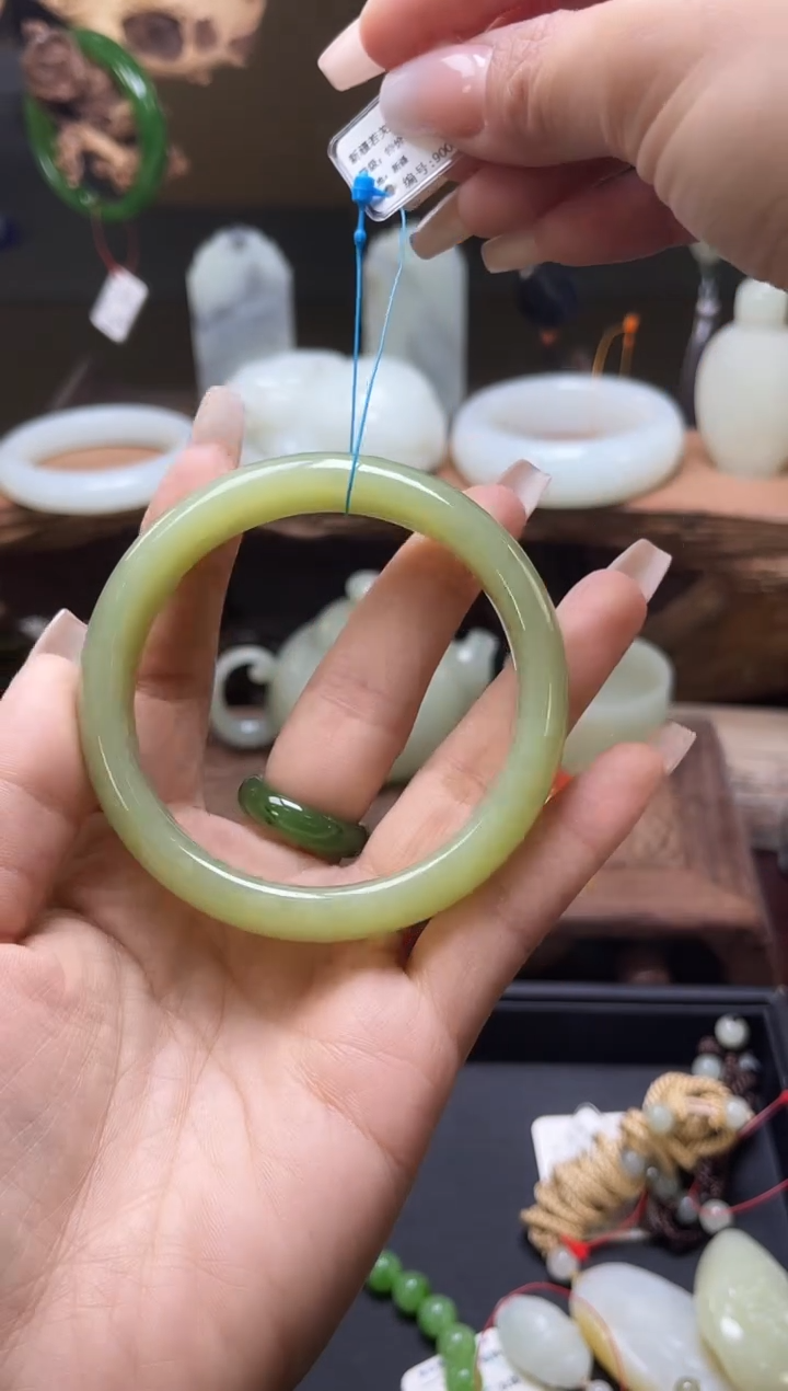 【闪购商品】和田玉手镯未镶嵌若羌青黄口59+圈9006453