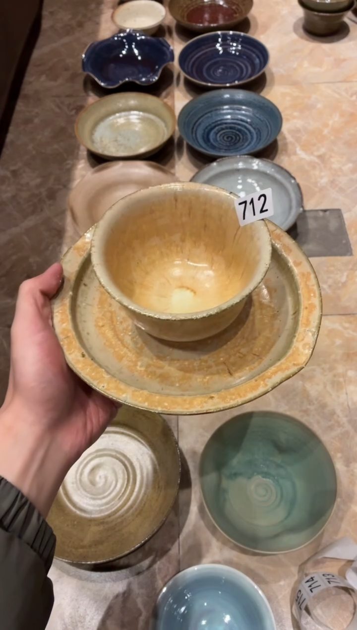 瓷片蓮***?712燕麦粗陶盘加碗共2个