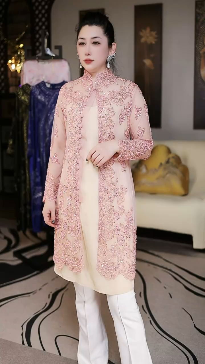 JW10粉色珠珠长外搭