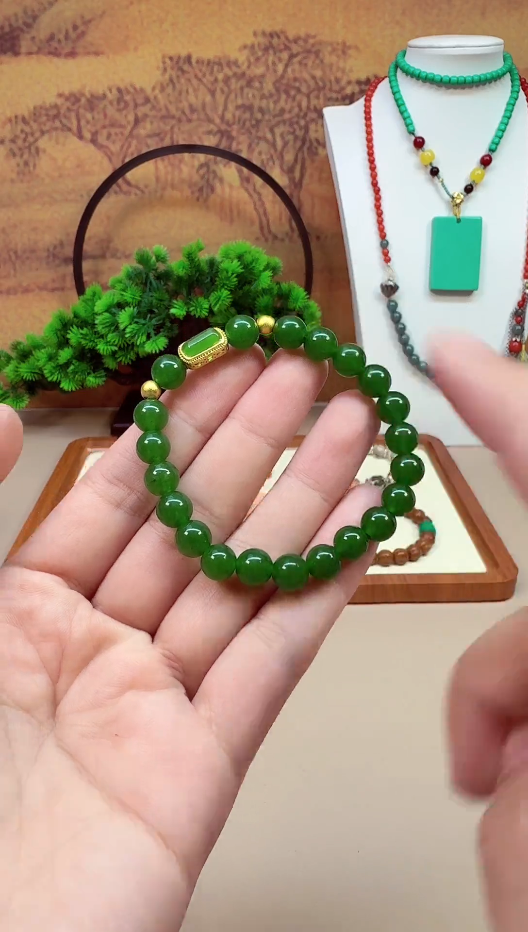 手链14K金镶嵌和田玉S93