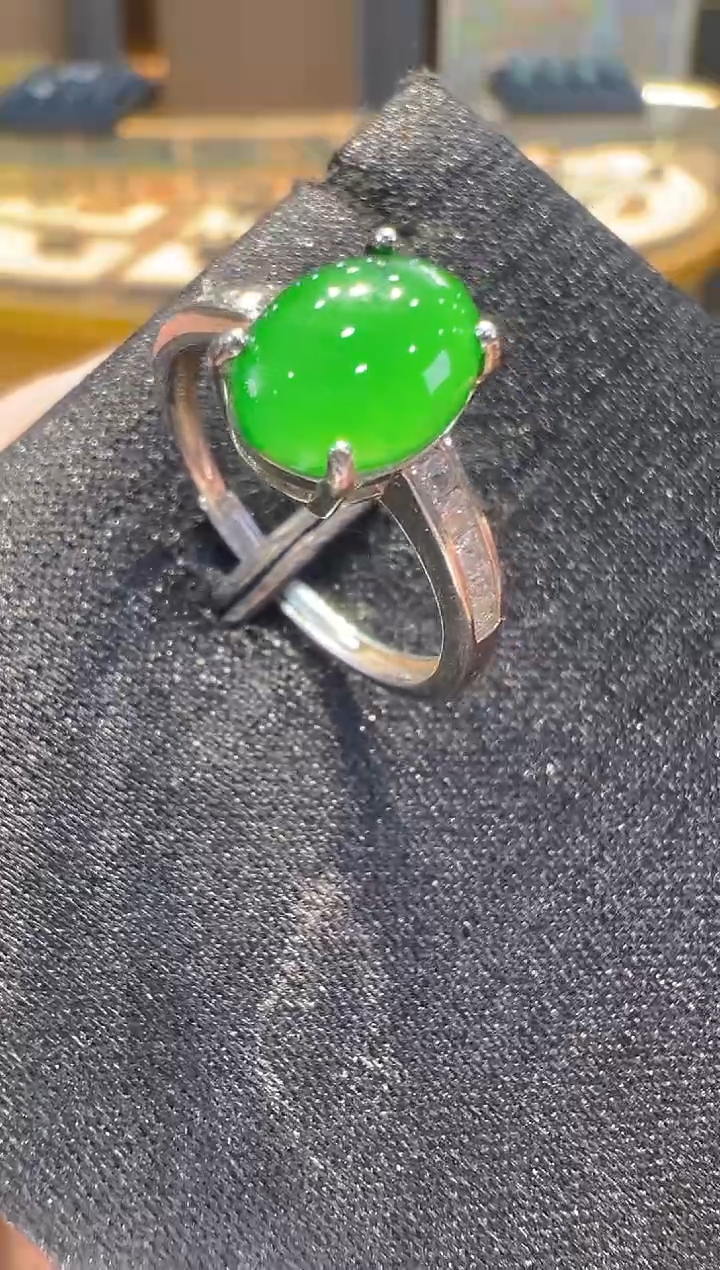 翡翠戒指银S925镶嵌多样性发其一