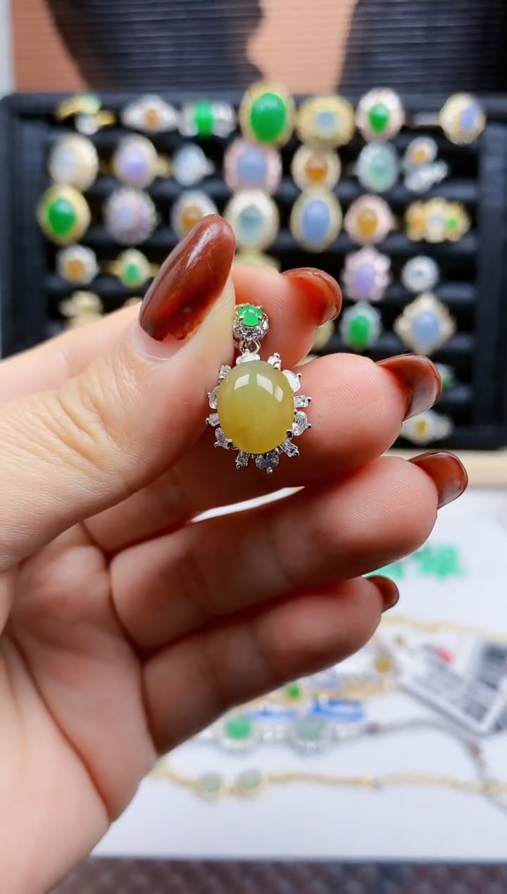 银S925镶嵌戒指翡翠10