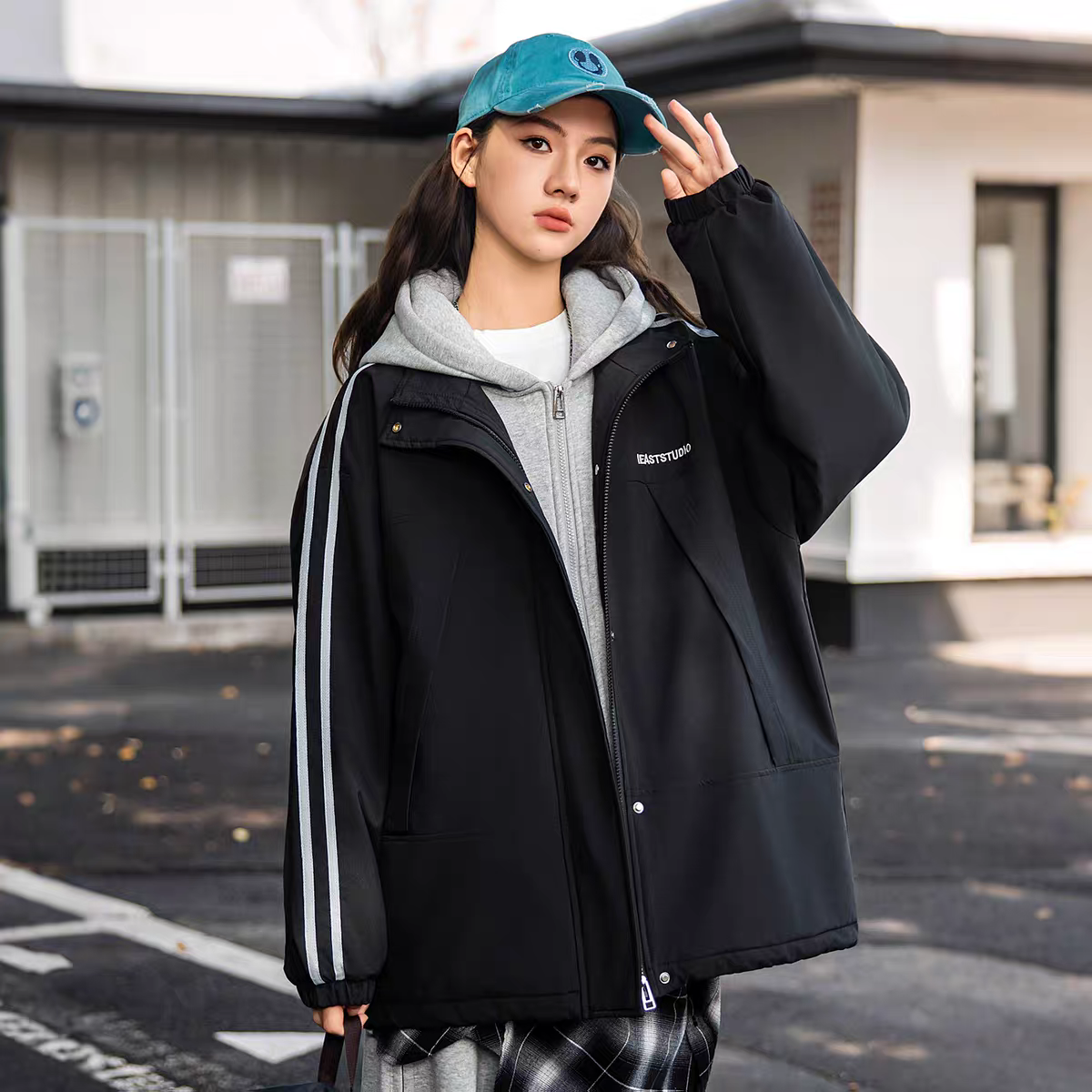 初中生夹棉棉服外套女大童2025新款秋冬高中学生宽松休闲棉衣上衣