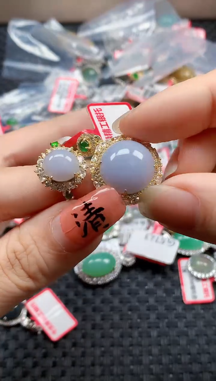 银S925镶嵌戒指翡翠天然A货缅甸翡翠
