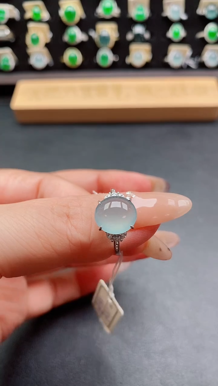 银S925镶嵌戒指翡翠1