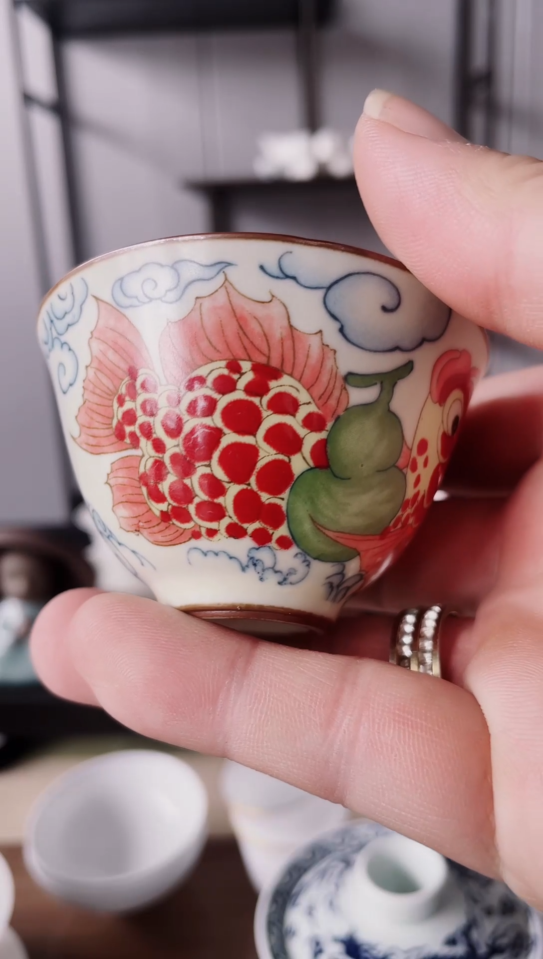 【闪购商品】【席欢李商城】鱼化龙汝窑杯