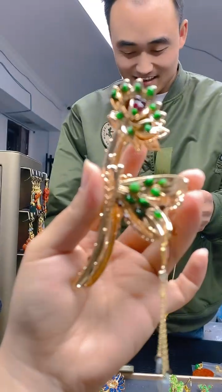 【闪购商品】翡翠耳饰合金0358翡翠发簪