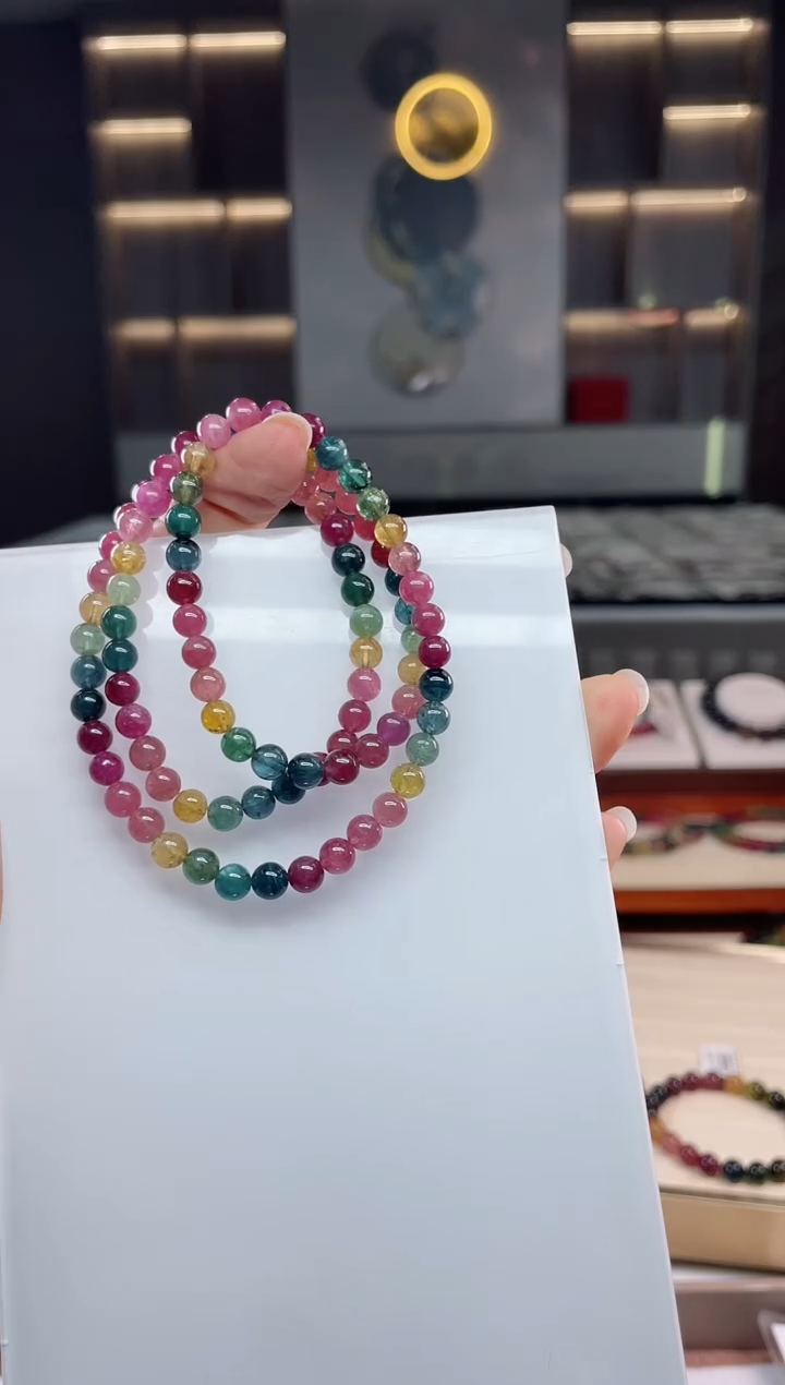 未镶嵌老矿碧玺三圈手串5mm+碧玺（多样性发一条）Q