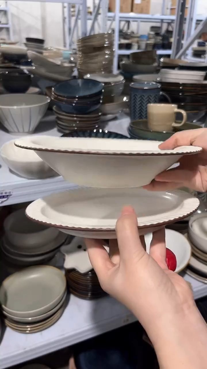 【闪购商品】瓷片外贸尾货瑕疵满20包邮X2咖边浅盘加草帽