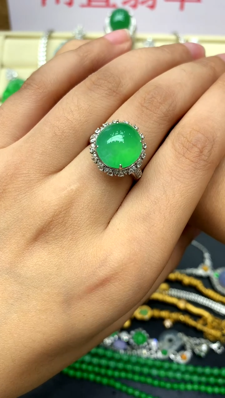翡翠戒指18K金镶嵌391-中国好珍宝