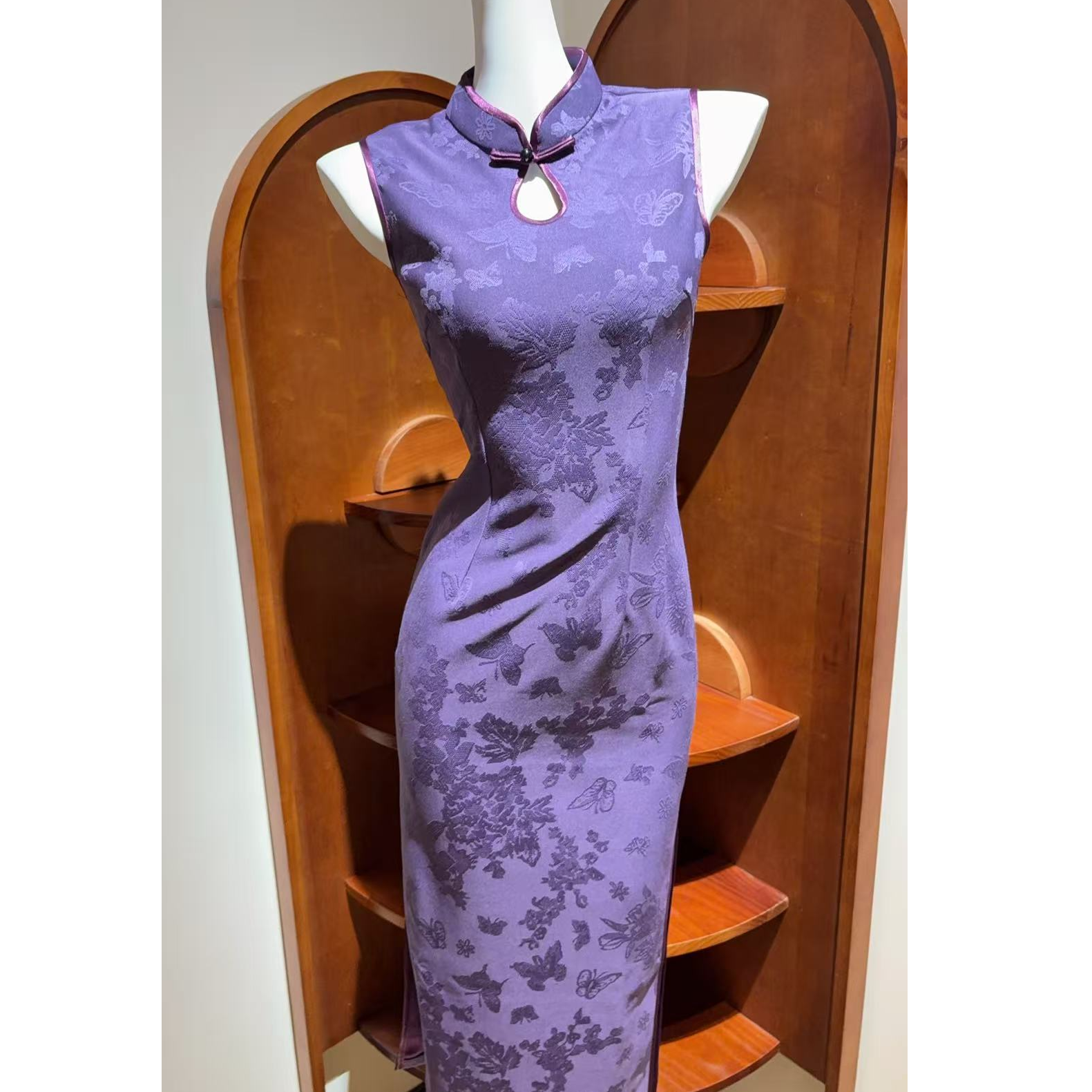 缇花影【蝶蔓】 婚庆旗袍年轻款女中国风复古日常连衣裙优雅长款