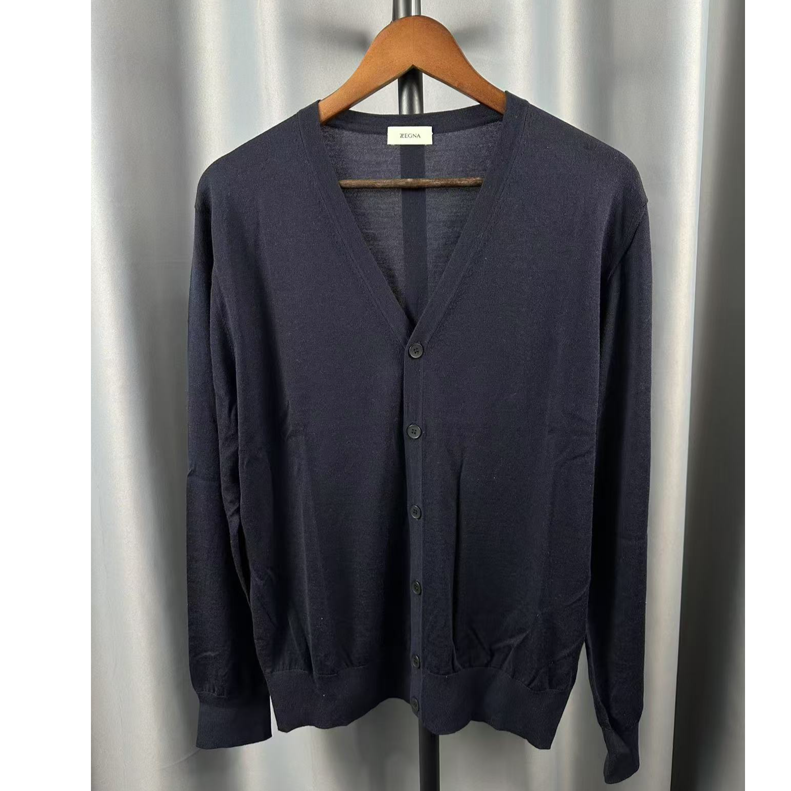 99新 ZEGNA 男士春秋商务休闲羊毛拨款开衫打底