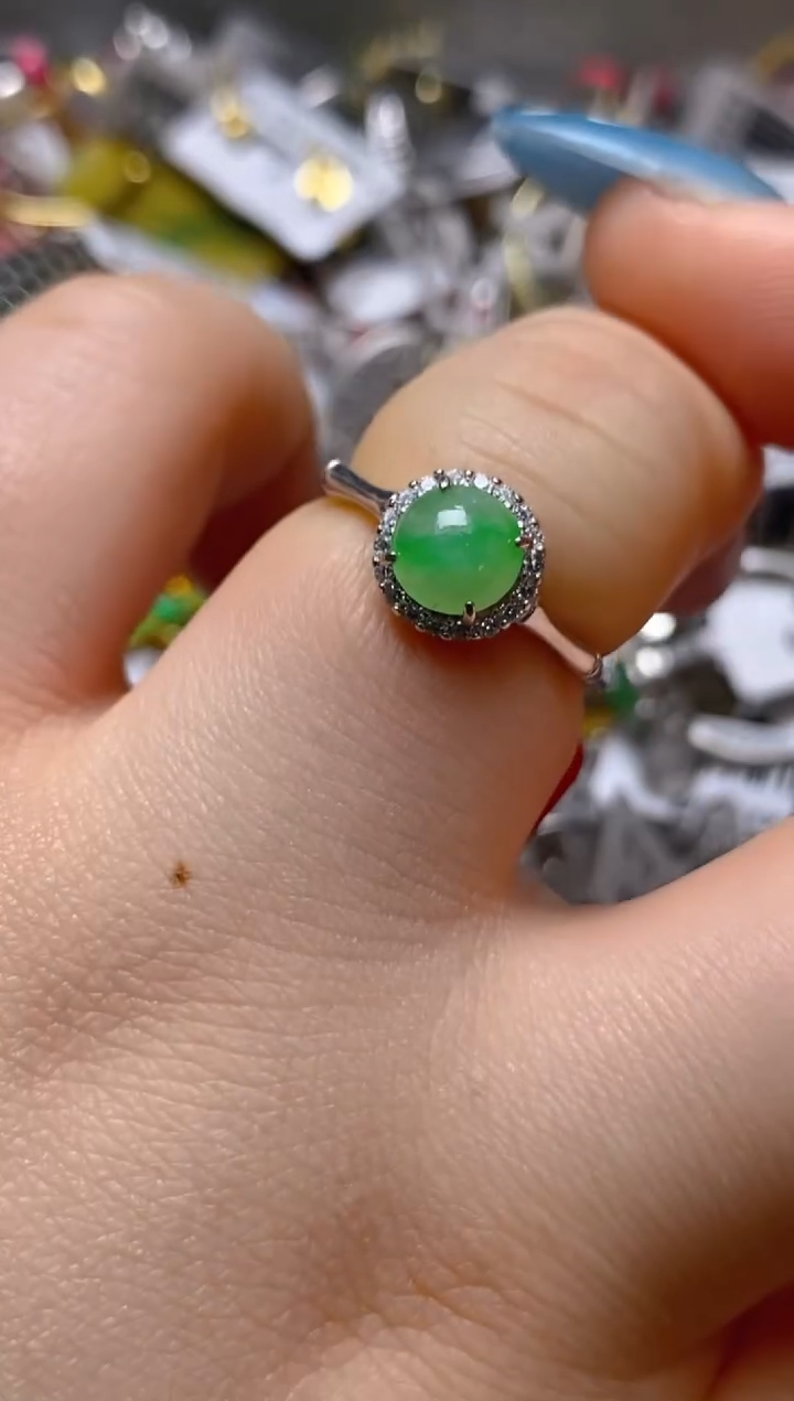 银S925镶嵌戒指翡翠百内无证书