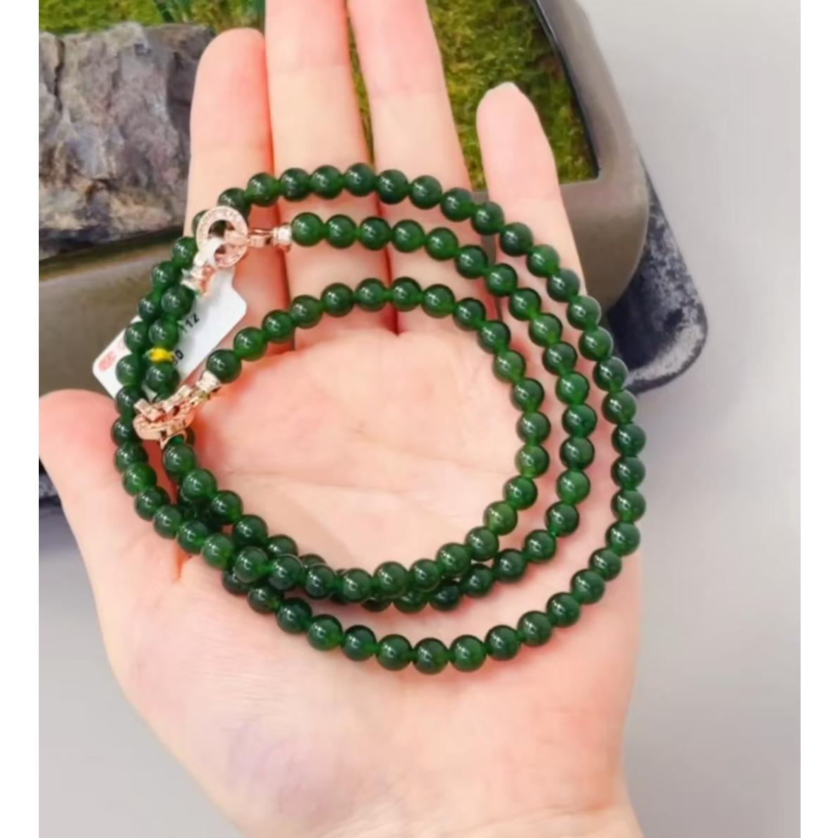 和田玉碧玉珠链气质