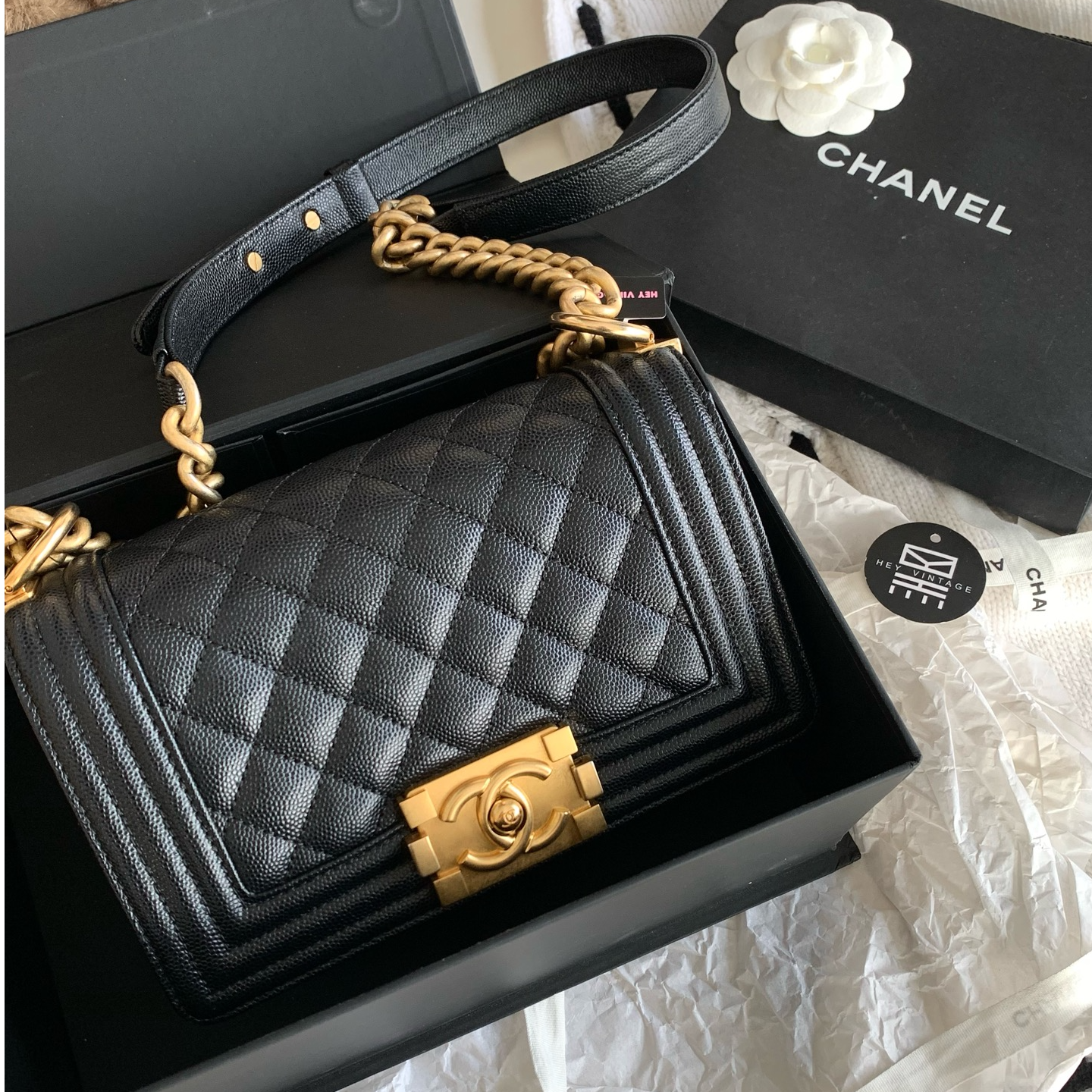 95新 Chanel/香奈儿 代卖服务！黑金小号leboy包 20cm 18696659 