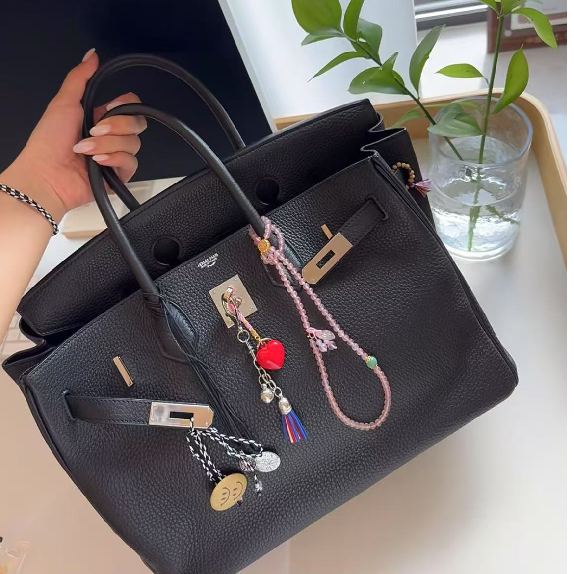 95新 Hermes/爱马仕  birkin35 黑银 togo皮 框m刻