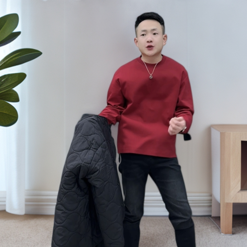 小侯+16915秋季新款时尚百搭休闲潮流薄款纽扣简约长袖打底