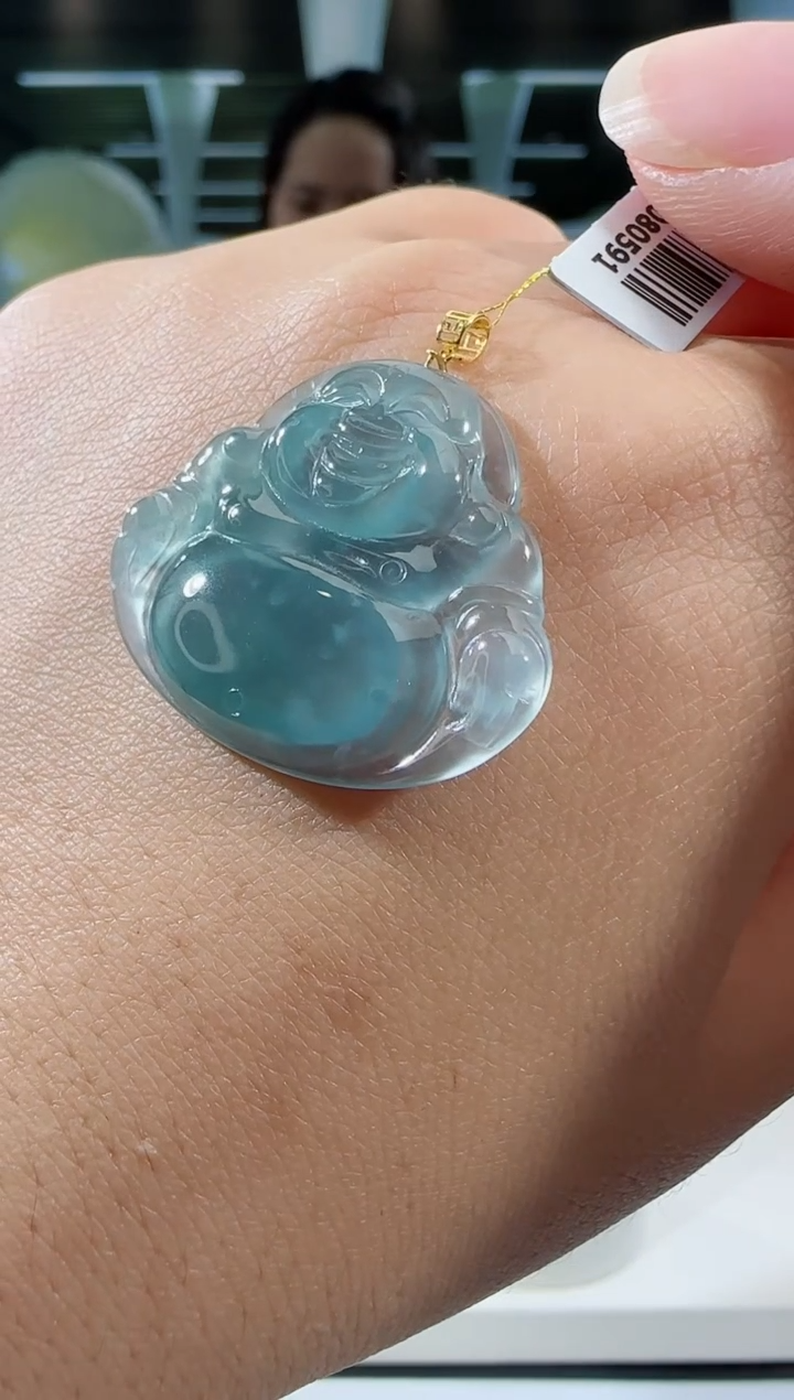 【闪购商品】翡翠吊坠(不含链)18K金镶嵌佛公多样性发一