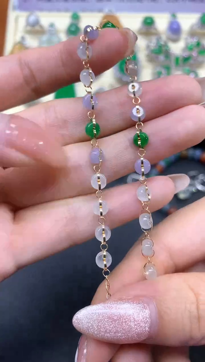 【闪购商品】翡翠手链18K金镶嵌手链|1650+165