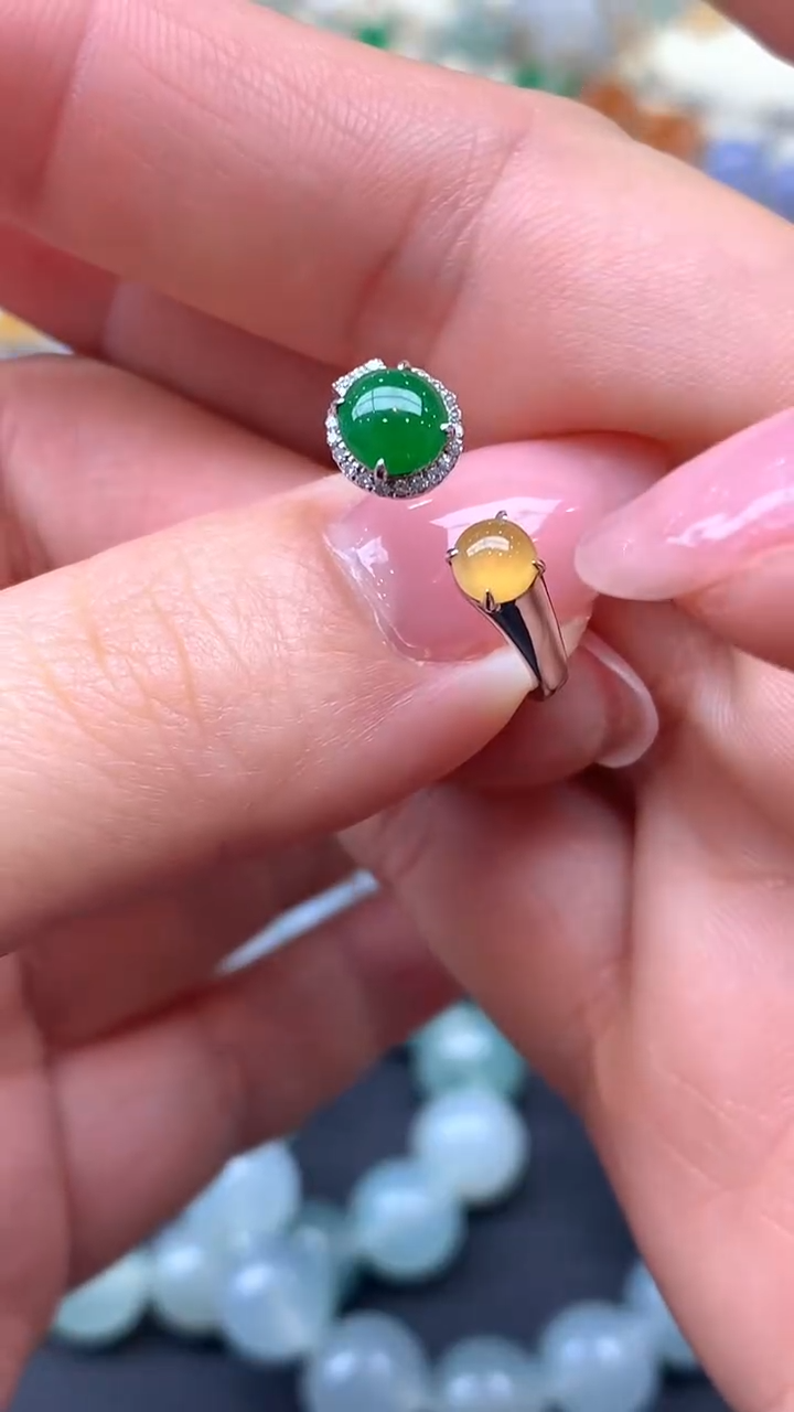 【闪购商品】翡翠戒指18K金镶嵌17-天然翡翠