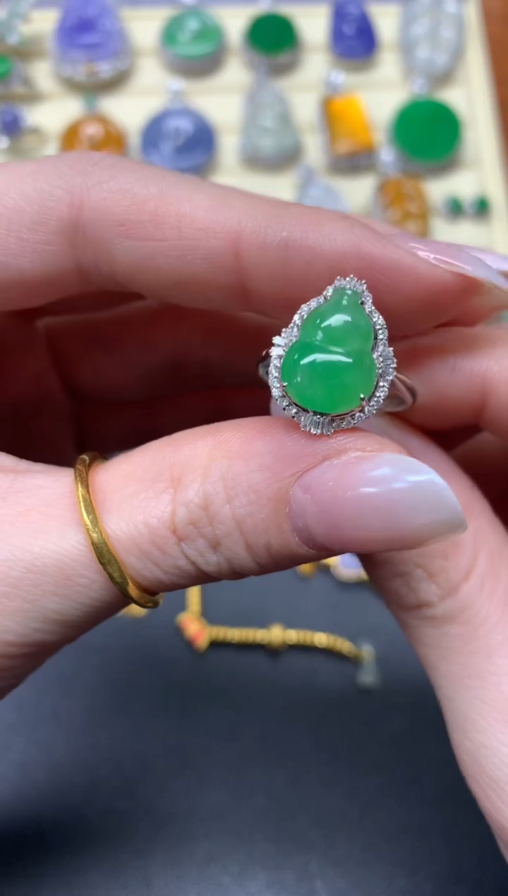 【闪购商品】翡翠戒指18K金镶嵌戒指|4400+440