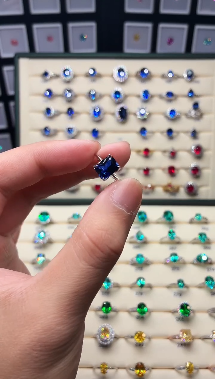 戒指蓝宝石银S925镶嵌1888