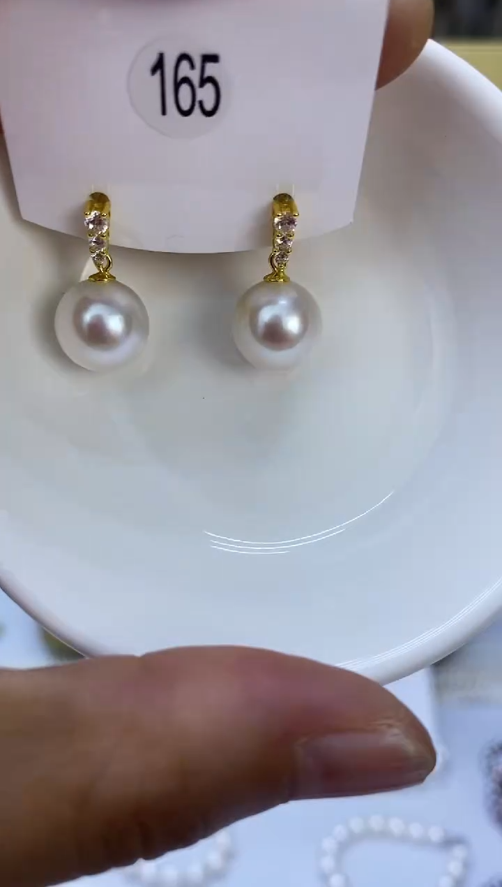 银S925镶嵌耳饰淡水珍珠165