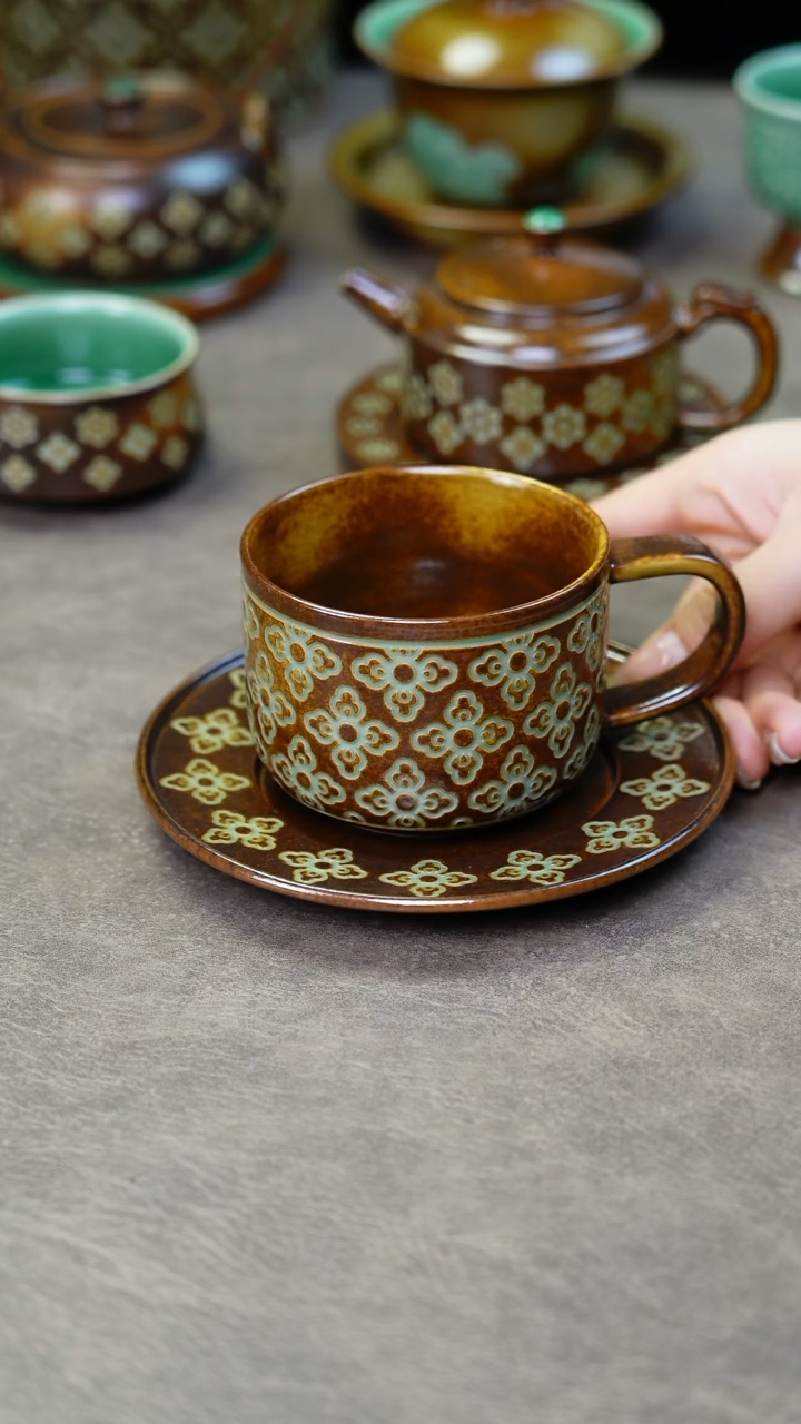 【闪购商品】龙泉青瓷宝相手工咖啡杯