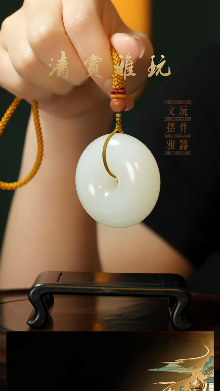 玉《平安扣》手把件摆件