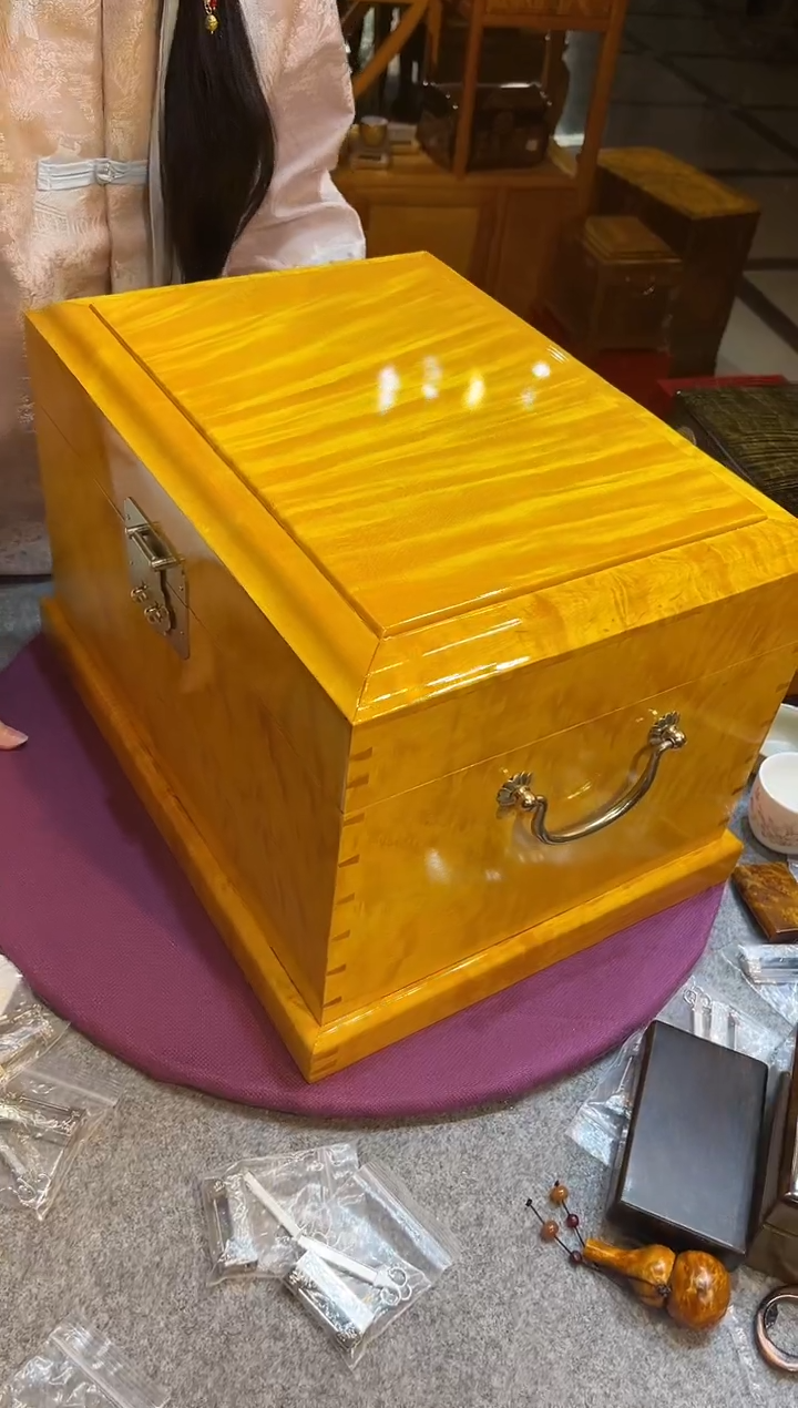 金丝楠满水波纹大号首饰箱婚嫁箱40*30*26