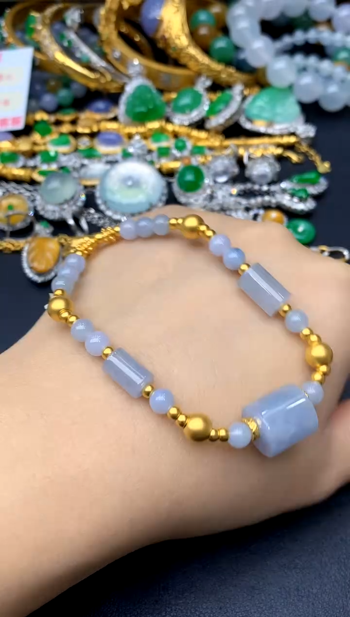 足金镶嵌手链翡翠282-中国好珍宝