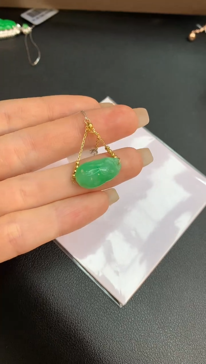 【闪购商品】翡翠颈饰18K金镶嵌赠礼盒证书 珍珍