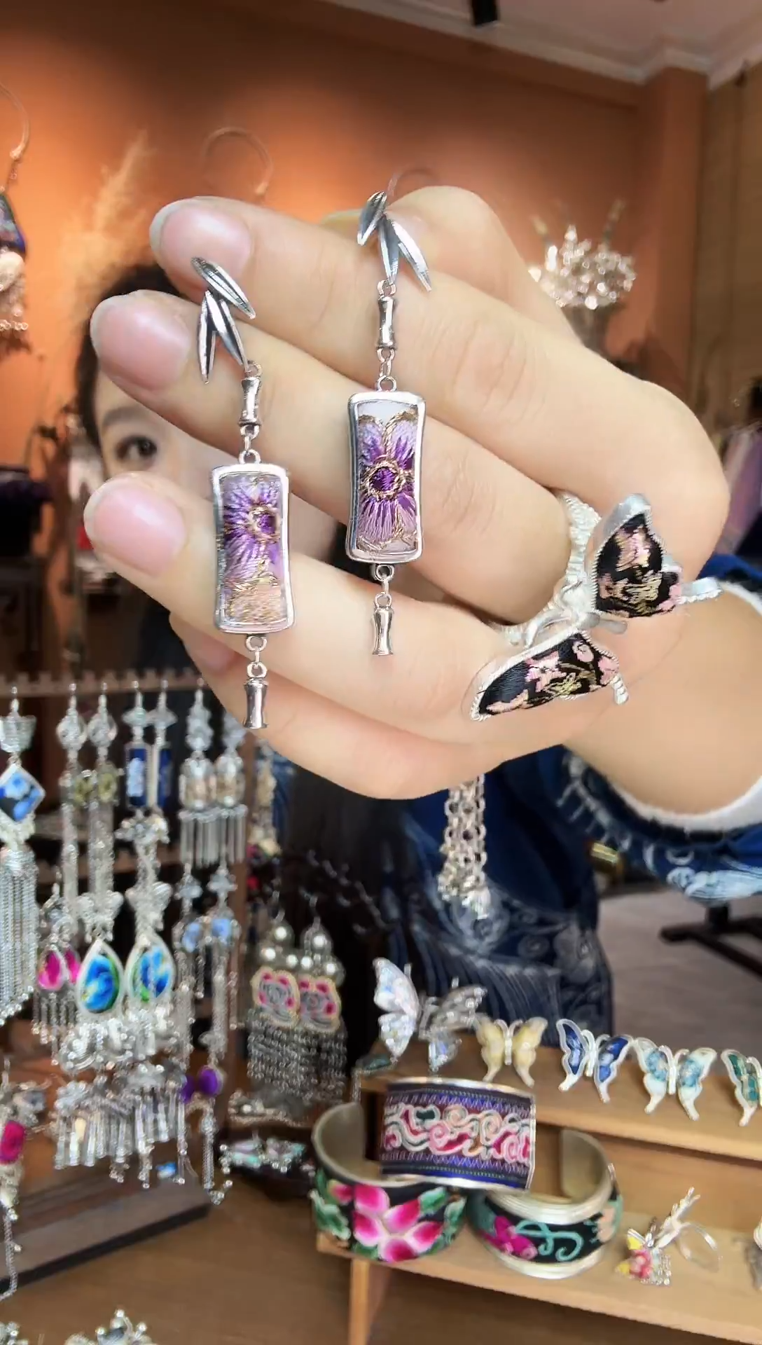 刺绣纯手民族风耳环