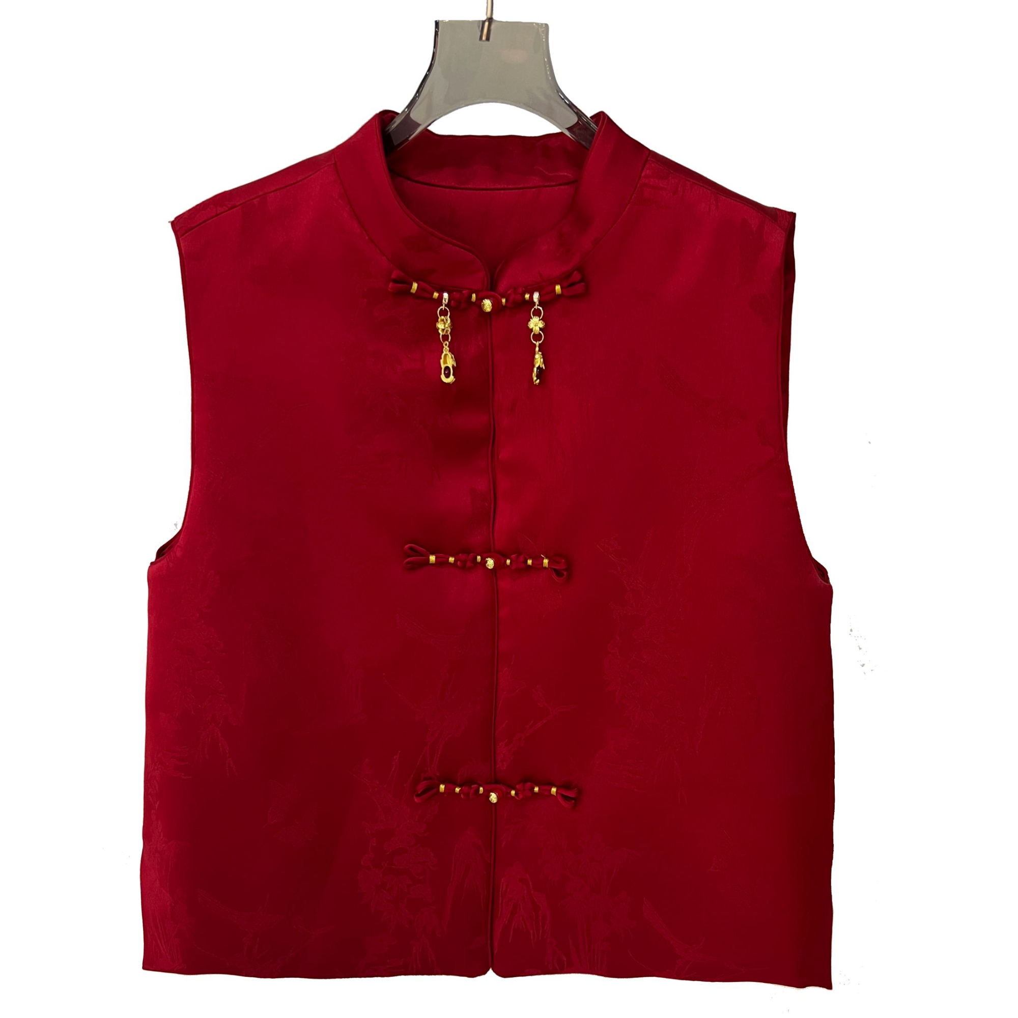 【玉红颜】新中式红色加棉国风马甲2025冬新时尚马夹女新中式马甲