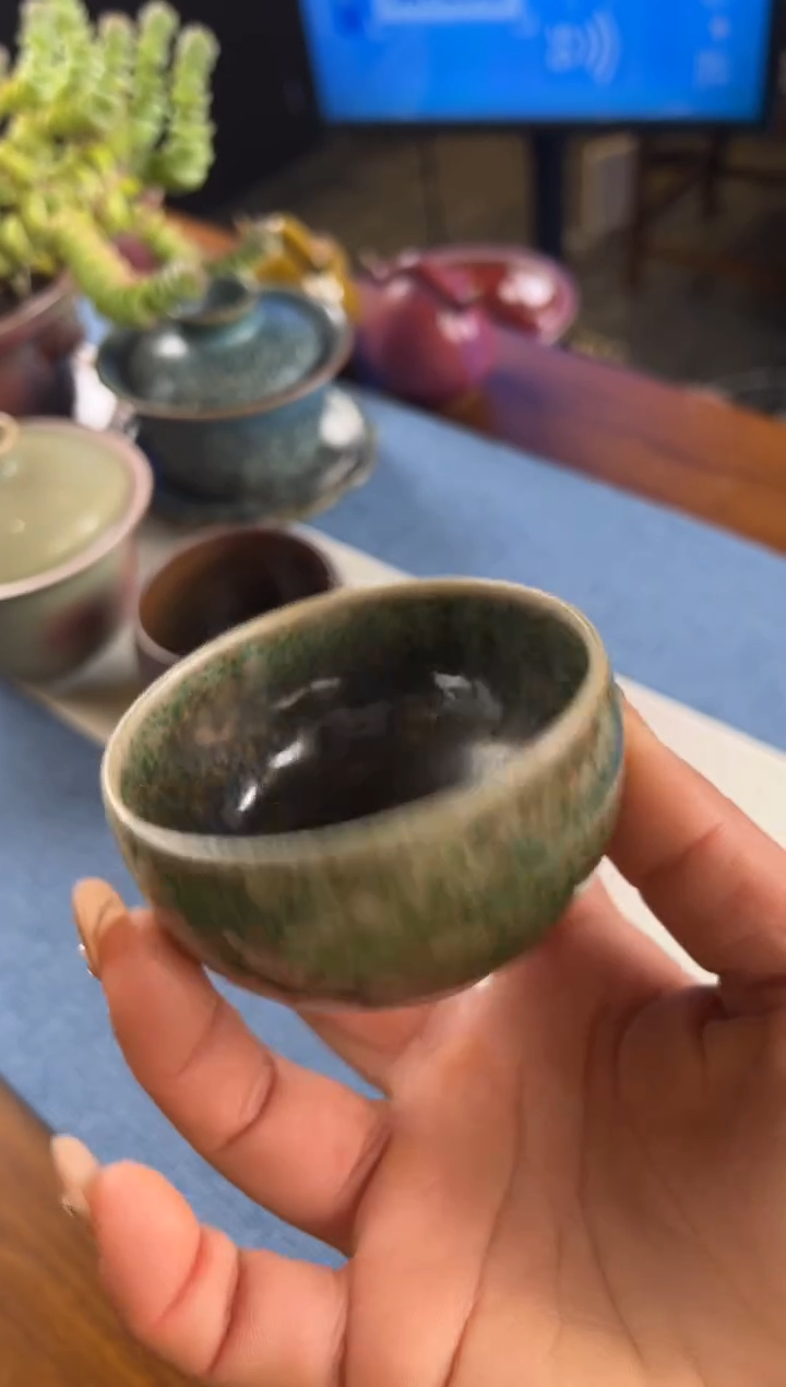 【闪购商品】瓷片钧尚源青苔绿主人杯