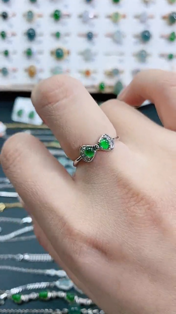 银S925镶嵌戒指翡翠天然翡翠