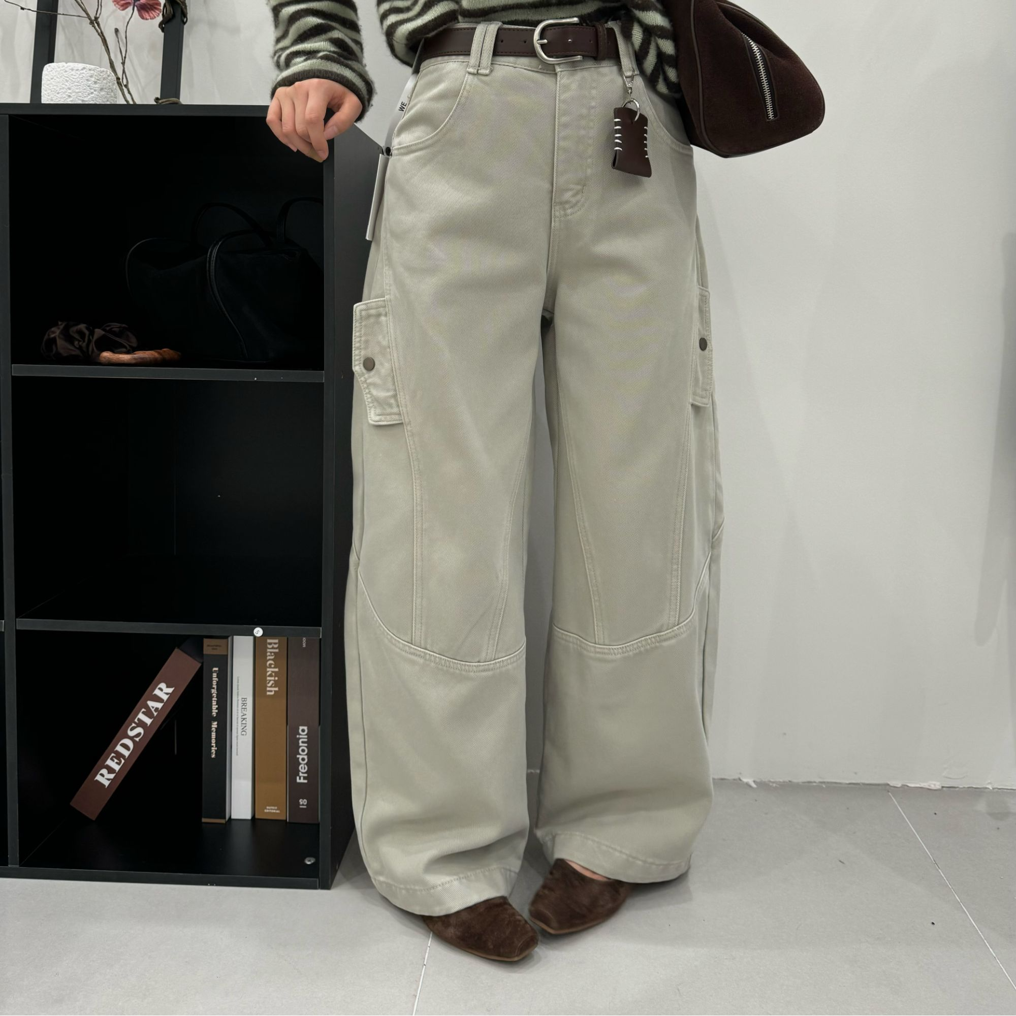 温柔瑶-GD冬季福利#加绒港风复古阔腿工装裤#8101（裤长100腰围68）